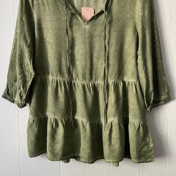 Como Vintage Babydoll Top Womens Small Sun Washed Embroidered Forest Fairy Boho - Picture 4 of 13